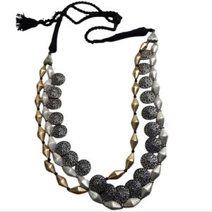Vintage Silver and Gold Beaded Multistrand Necklace